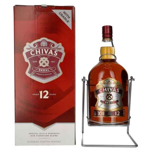 Chivas Regal 12 Years Old Blended Scotch Whisky con supporto girevole e beccuccio