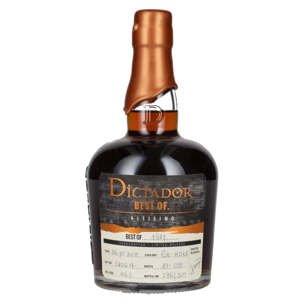 Dictador BEST OF 1981 ALTISIMO Colombian Rum 36YO/080617/EX-W048
