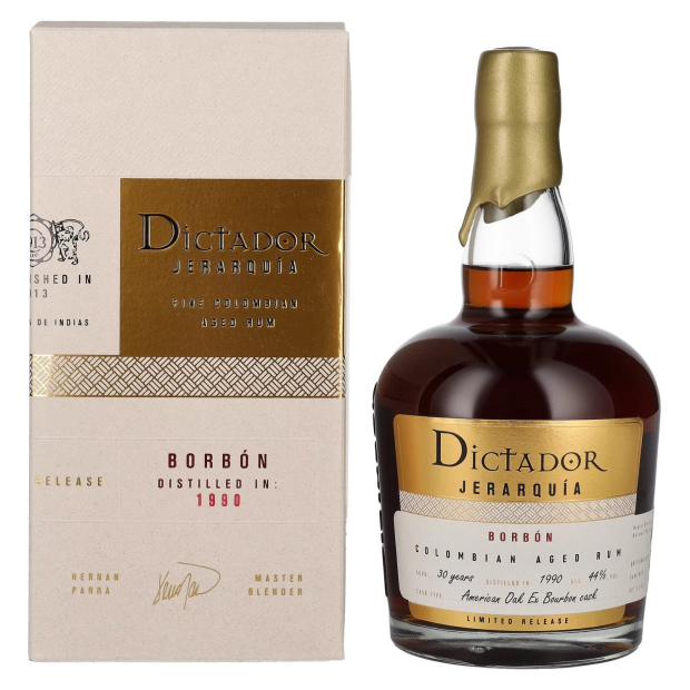 Dictador JERARQUÍA 30 Years Old BORBÓN Colombian Aged Rum 1990