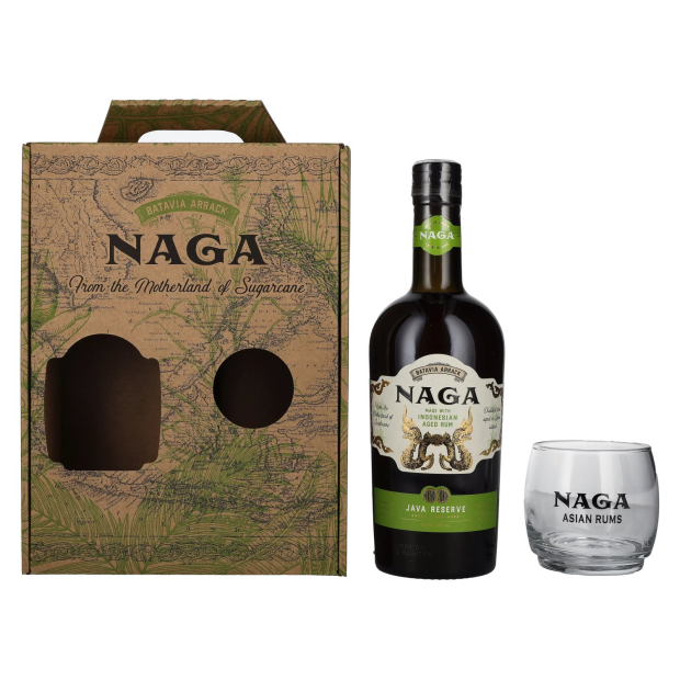 Naga JAVA RESERVE Double Cask Aged con bicchiere