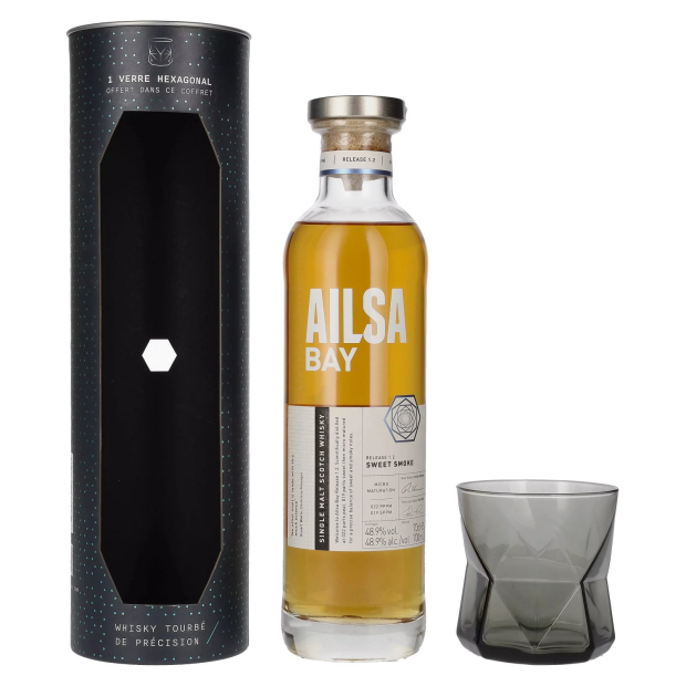 Ailsa Bay SWEET SMOKE Single Malt Scotch Whisky Release 1.2. mit Glas