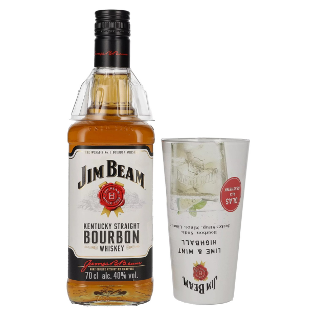 Jim Beam Kentucky Straight Bourbon Whiskey mit Highball Glas