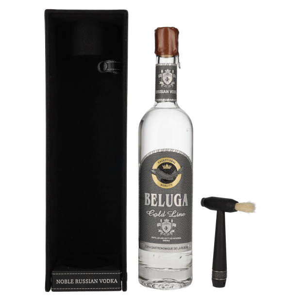 Beluga Gold Line Noble Russian Vodka in look di pelle con spazzola