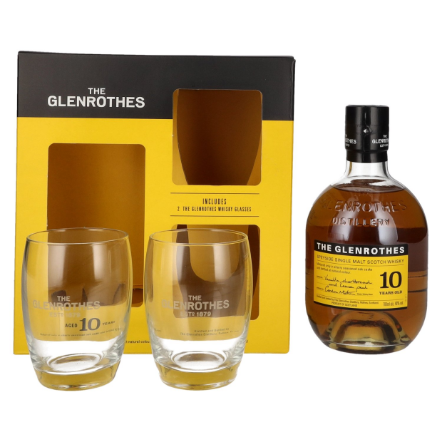 The Glenrothes 10 Years Old Speyside Single Malt con 2 bicchieri