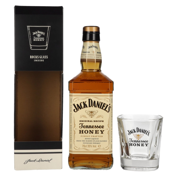 Jack Daniels Honey Liqueur con bicchiere rocks