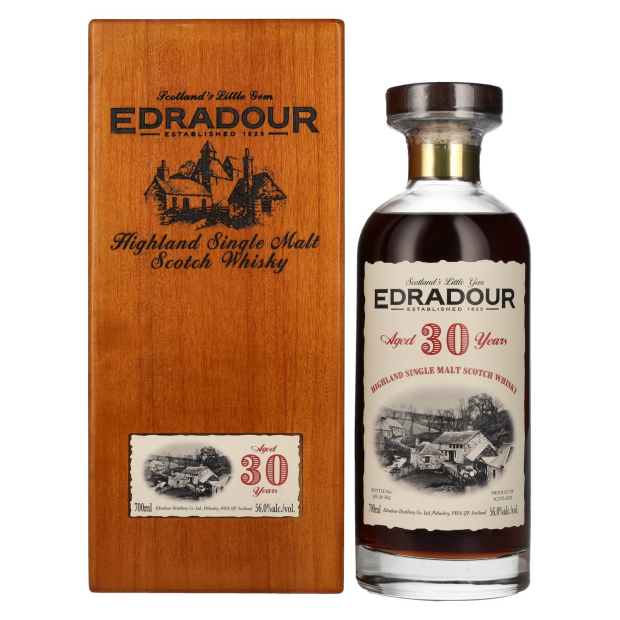Edradour 30 Years Old Highland Single Malt Scotch Whisky in cassa di legno